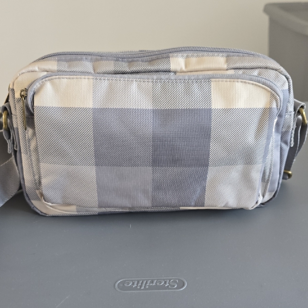Thirty-One Gray Checkered Crossbody Bag